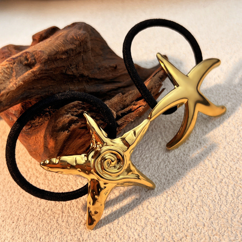 Simple Stainless Steel Hair Ring Animal Starfish