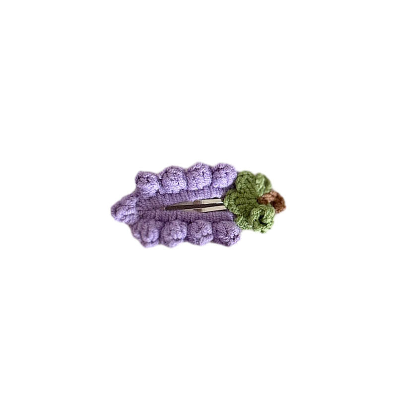 Grape Purple Wool Barrettes Cute Fabric Fruit Bang Clip