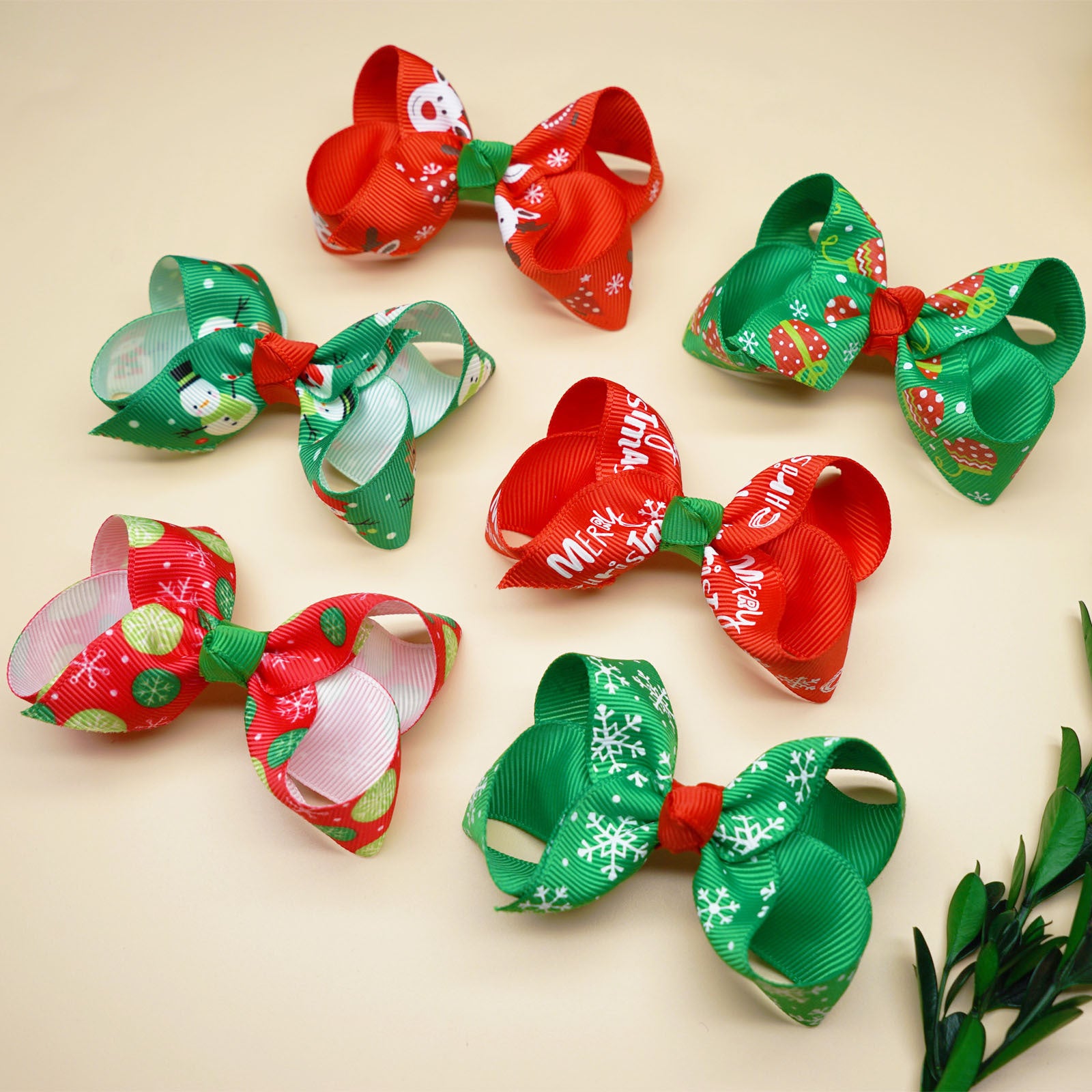 Santa Claus Printed Bow Barrettes European And American