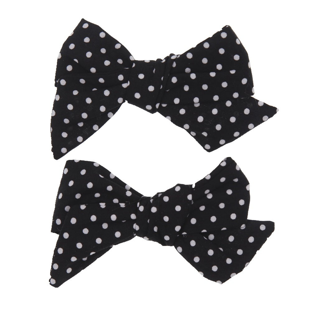 Baby Children's Cloth Soft Nylon Bow Barrettes Two-piece Set