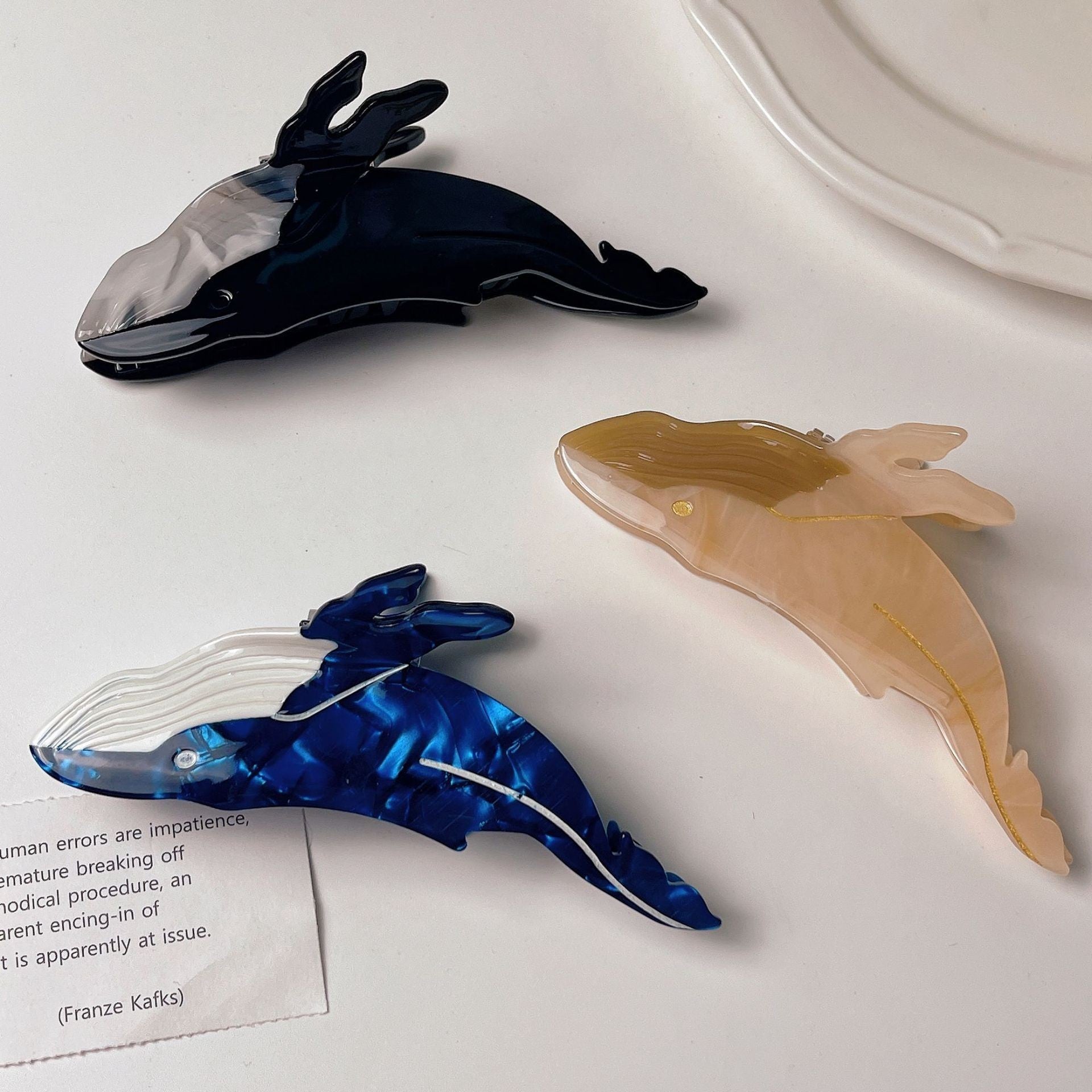 Shark Personality Acetate Blue Whale Hair Clip