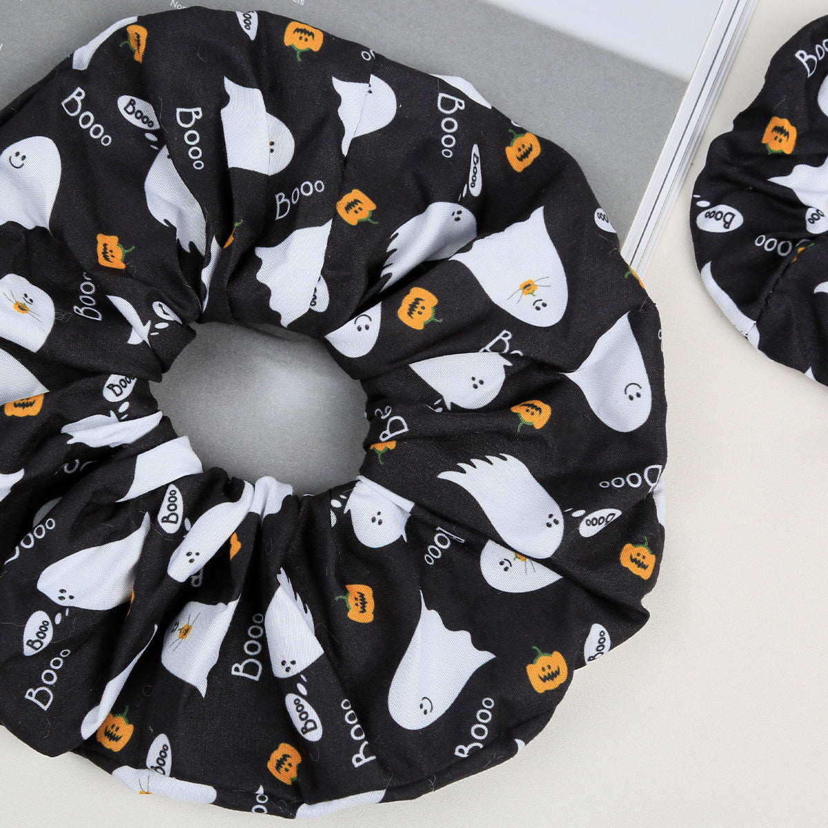 Halloween Series Cartoon Printed Wide-brimmed Pleated Hair Ring