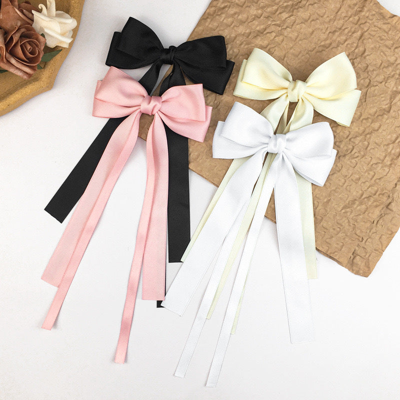Best Sweet Solid Color Ribbon Bowknot Barrettes