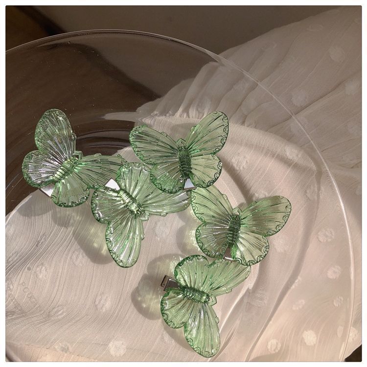 Super Fairy Mermaid Color Butterfly Barrettes Transparent Plated AB Pretty Girl Bang Clip Fantasy Laser Butterfly Hair Clip Headdress