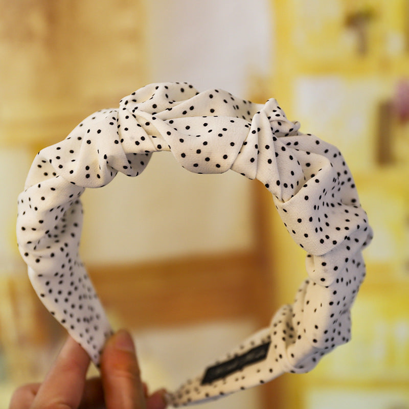 Polka Dot Headband Hair Accessories Simple Polka Dot Folds Wide Brim Headband