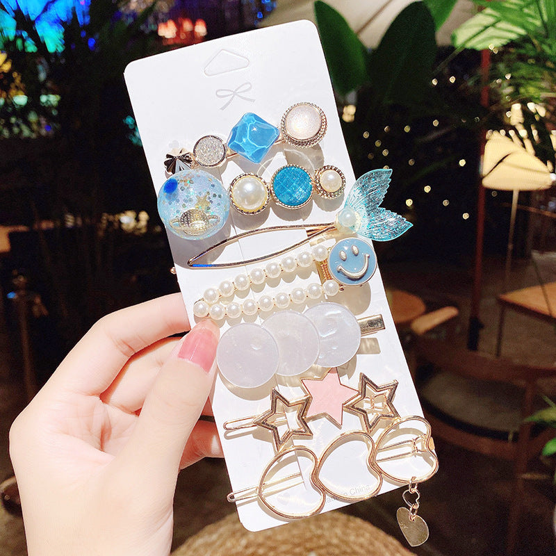 Pearl Hairpin Hair Accessories Mermaid Princess Hairpin Bangs Clip Side Clip Heavy Industry