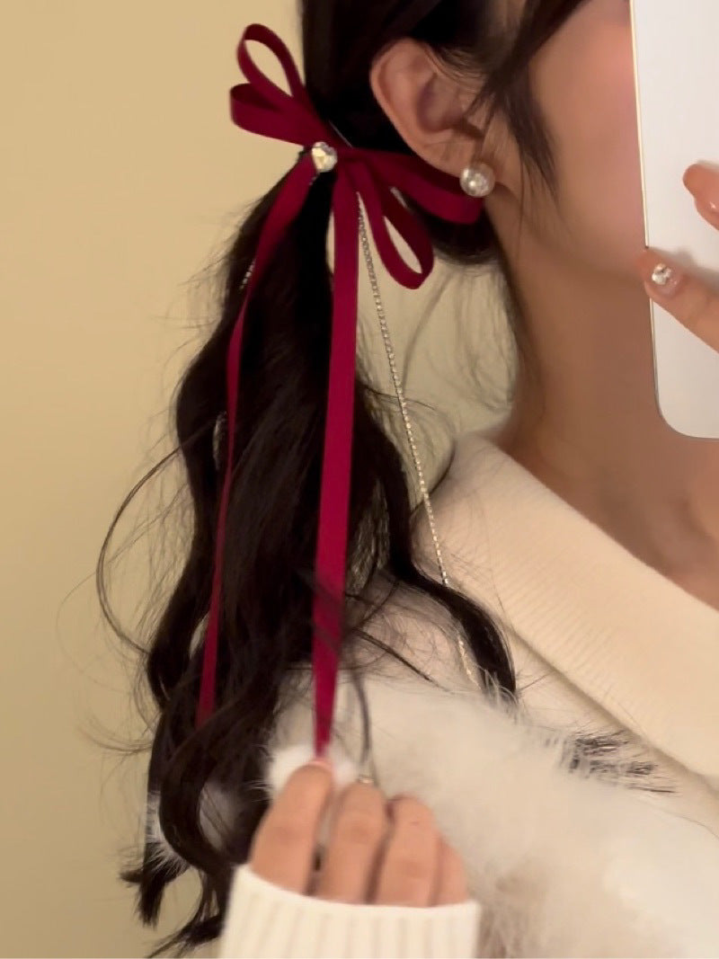 Ribbon Bowknot Barrettes Girl Versatile Double Twist Hair Clip Headdress