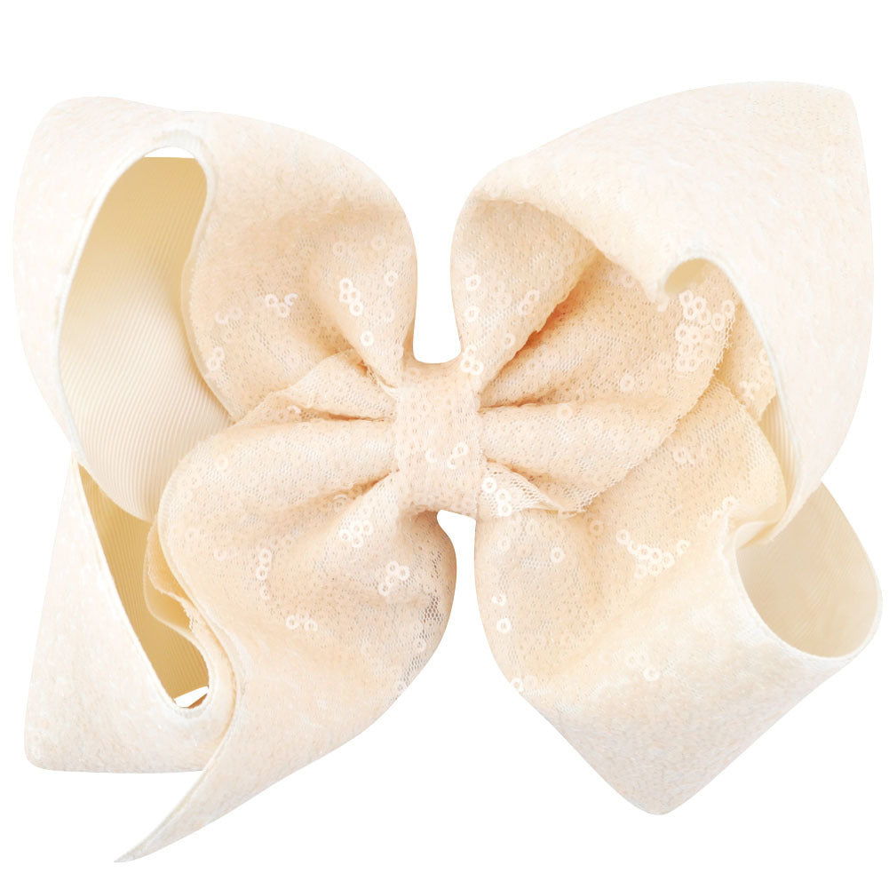 Women's Solid Color Sequin Big Bow Hair Clip