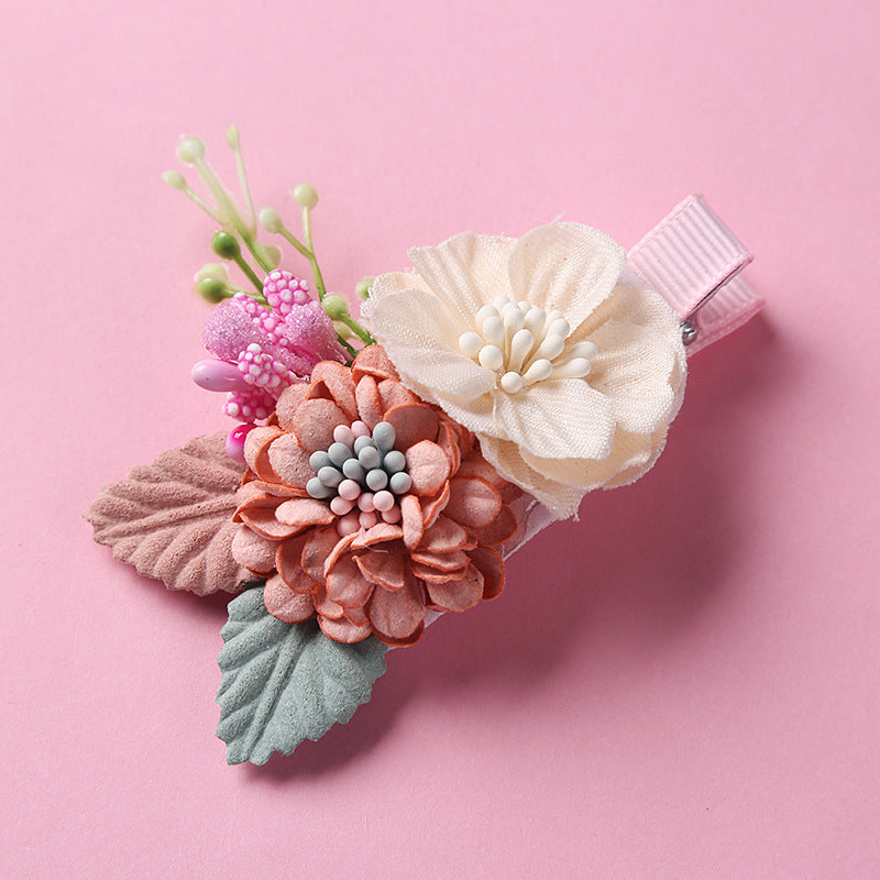 New Three-dimensional Flower Children's Pearl Hair Clip