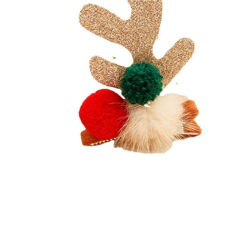 Christmas Barrettes Cute Elk Horn A Pair Of Hairclips