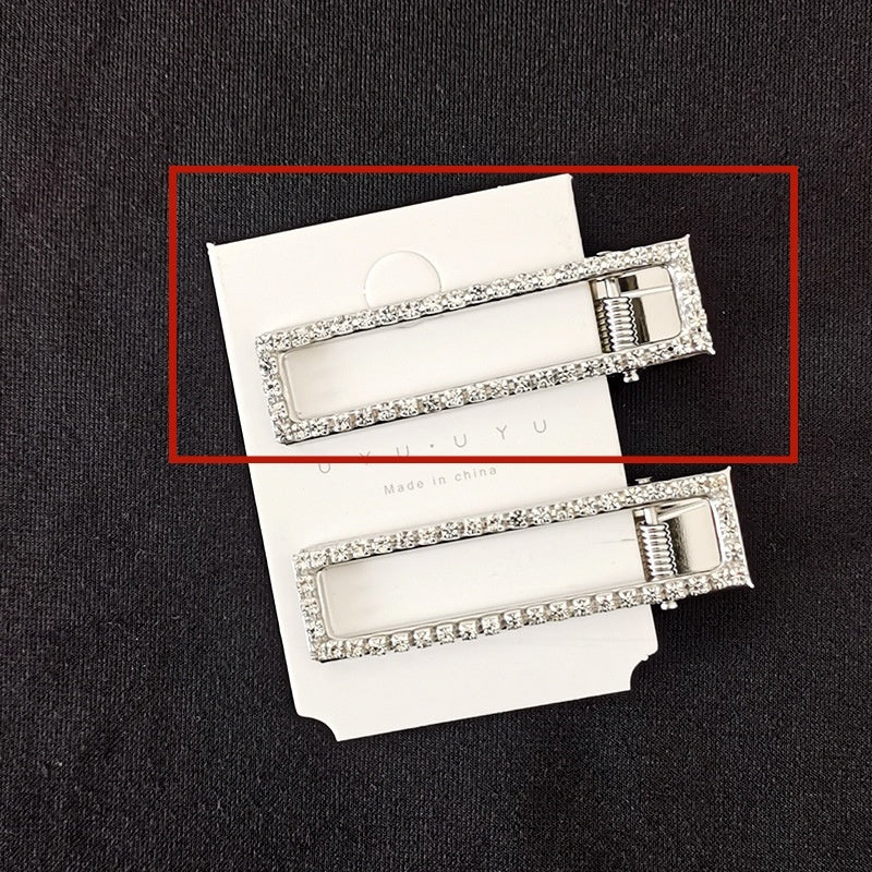 8cm Large Rectangular Metal Barrettes Rhinestone
