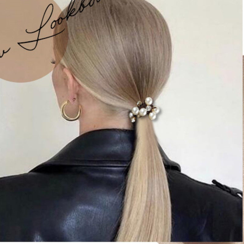 Elegant Pearl Hair Ring Horsetail Headwear