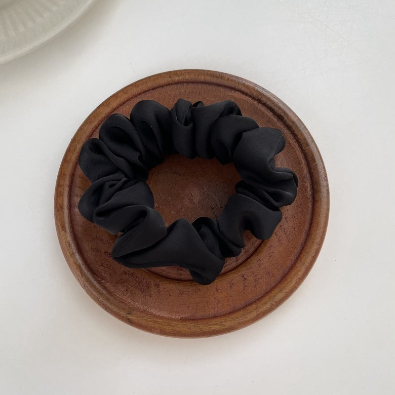 Cream Texture Silky Satin French Black Large Intestine Hair Ring