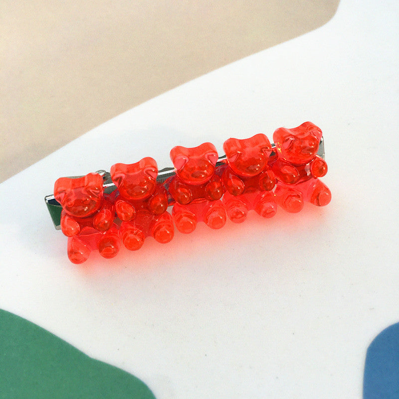 Candy Color Hair Clip Jelly Gummy Bear Hairpin Contrast Color Duckbill Clip Women