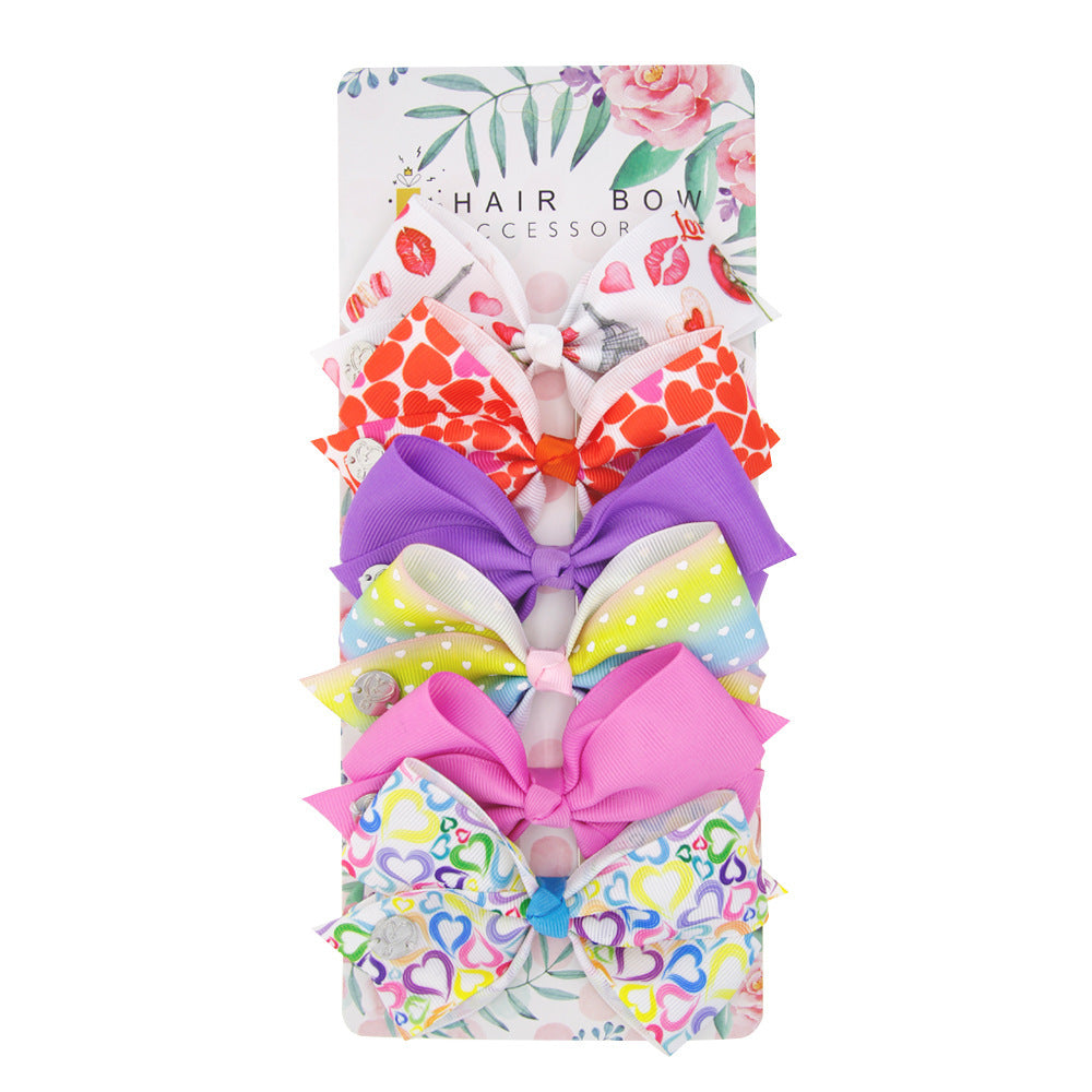 Fashion Children's Heart Bow Hair Clip Set