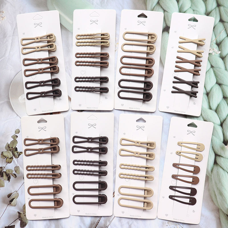 Coffee Color Series Barrettes Girl Side Clip Duckbill Clip Internet Celebrity