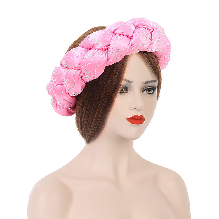 Satin Multicolor Perm Drill New Twist Braid Hairband Hair Ring