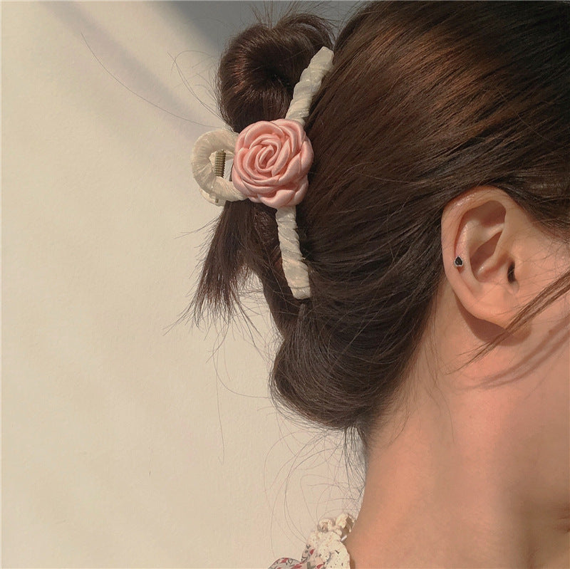 Super Fairy Sweet Girl Fabric Rose Hair Clip