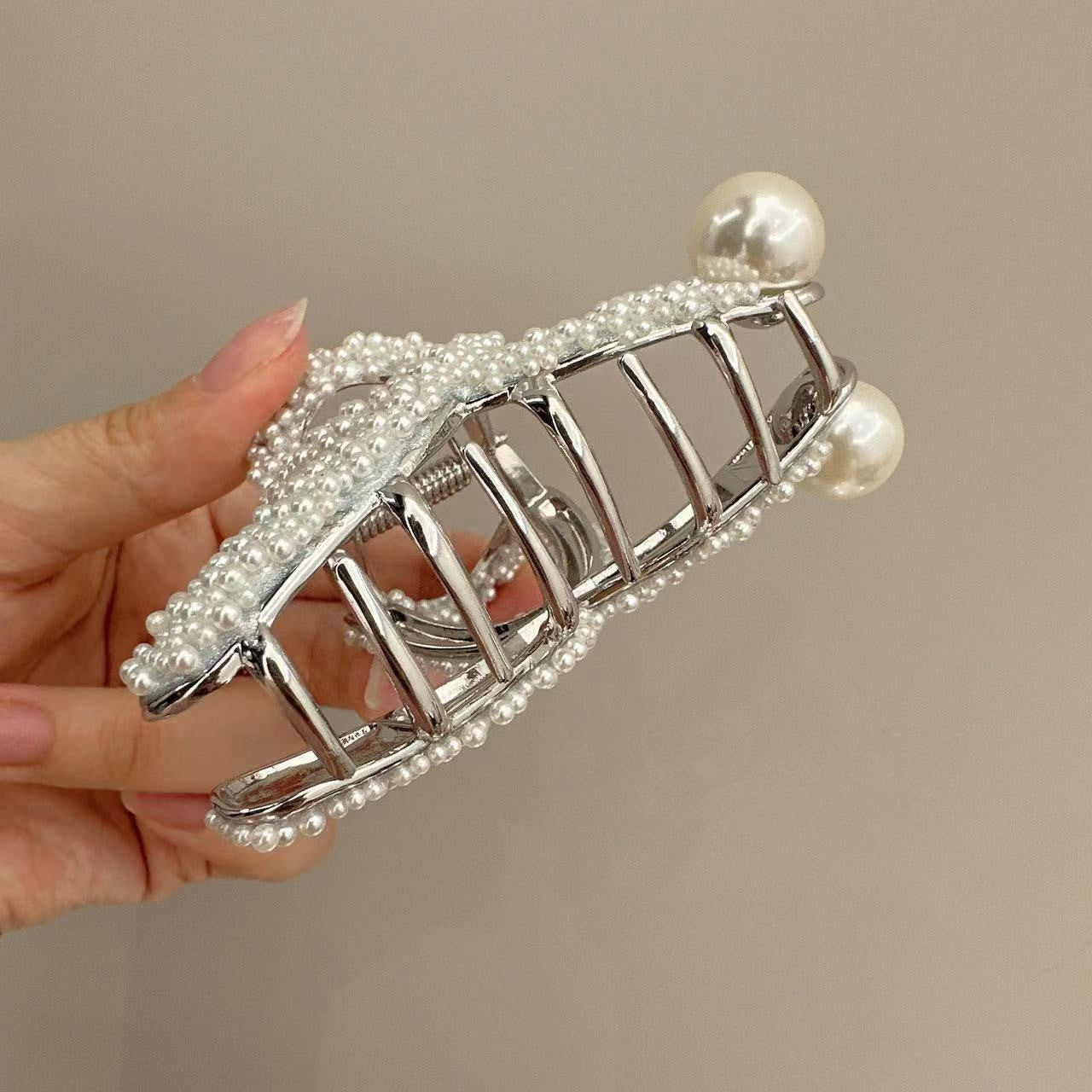 Fashion Pearl Barrettes Back Head Updo