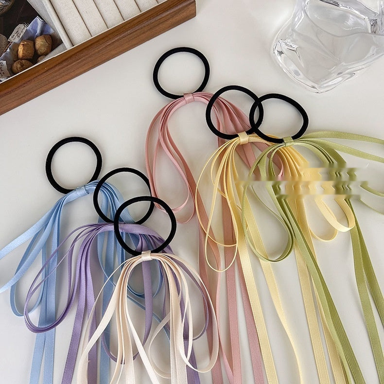 Simple Color Bow Headband Hair Band Tassel Hair Ring