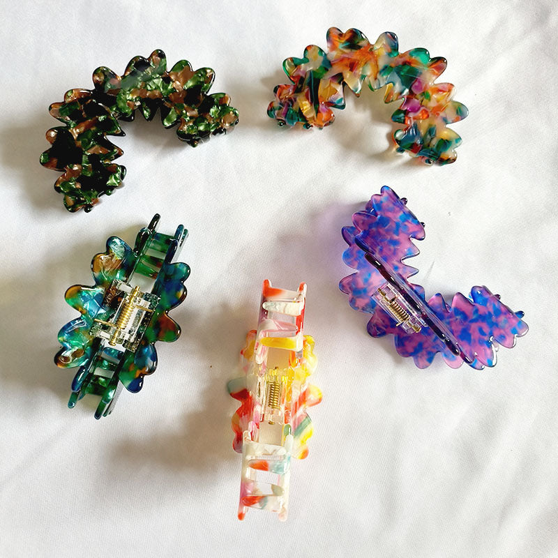 French High-grade Wave Clouds Grip Barrettes