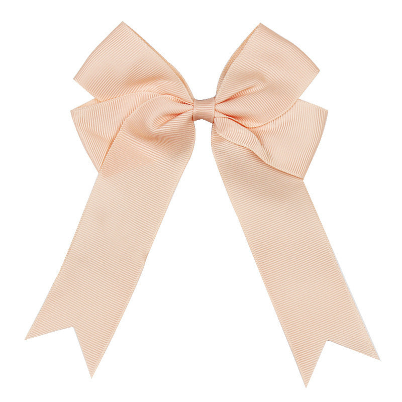 Handmade Long Floating Tail Solid Color Bow Children Barrettes