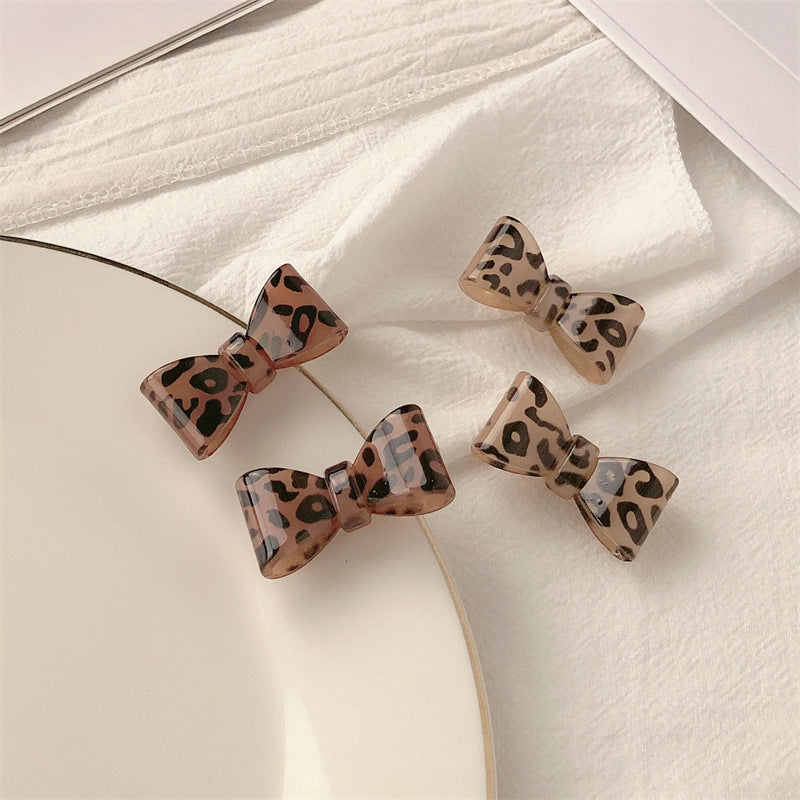 Bow Leopard Print Hair Pin All-match Side Clip