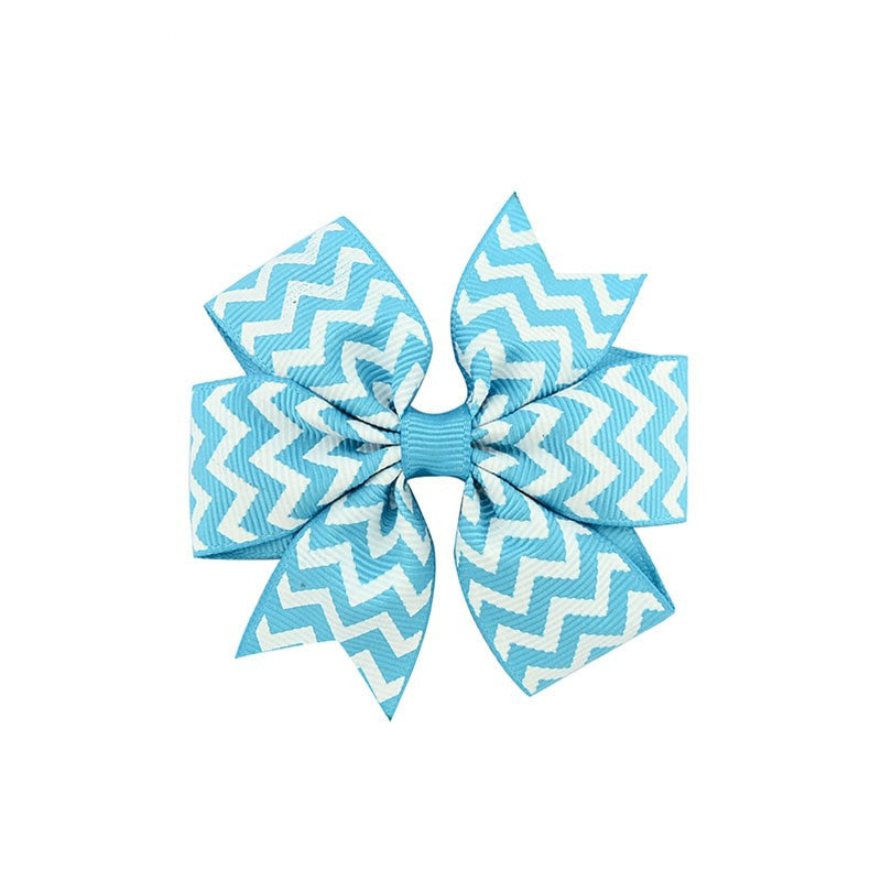 Handmade Baby V-ribbed Striped Bow Hair Clip