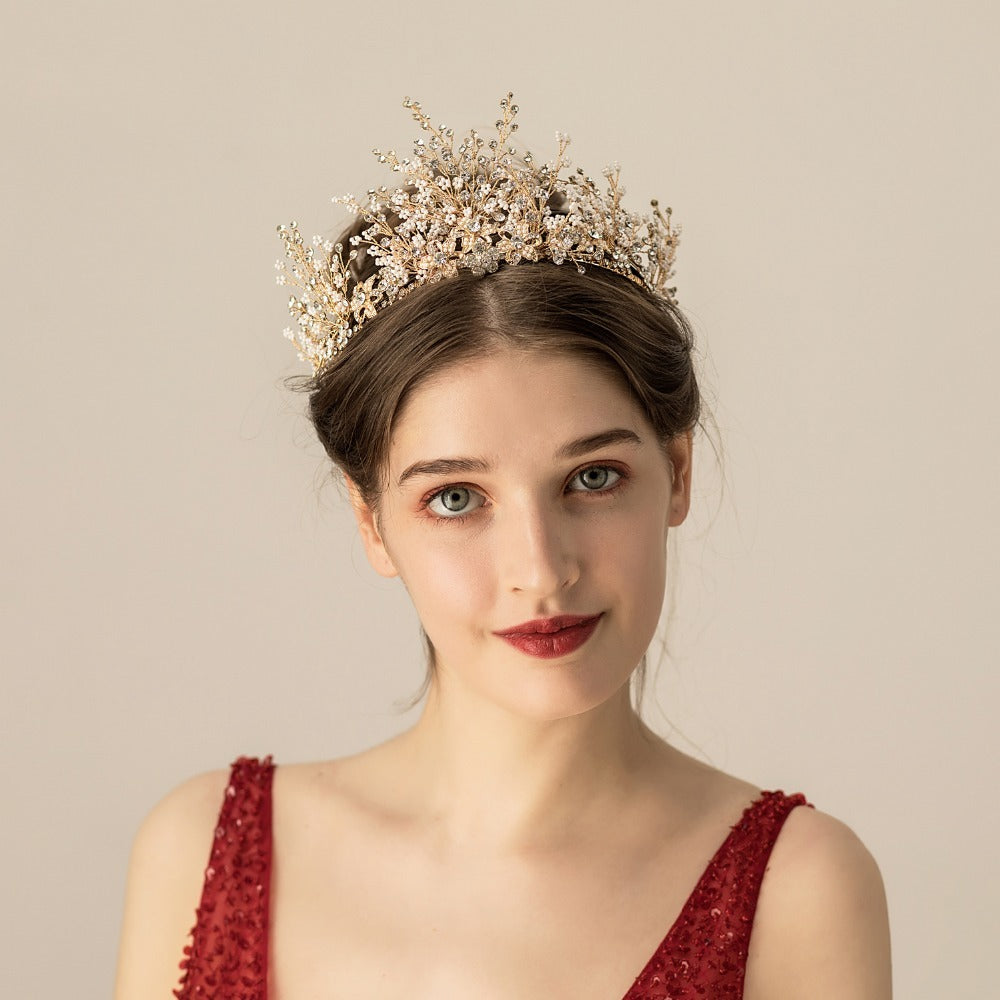 Popular Multi-layer Rice Beads Rhinestone Bridal Headwear