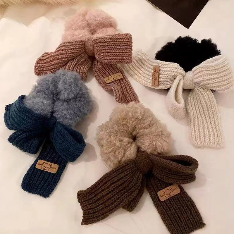 New Autumn And Winter Wool Bow Plush Hair Ring