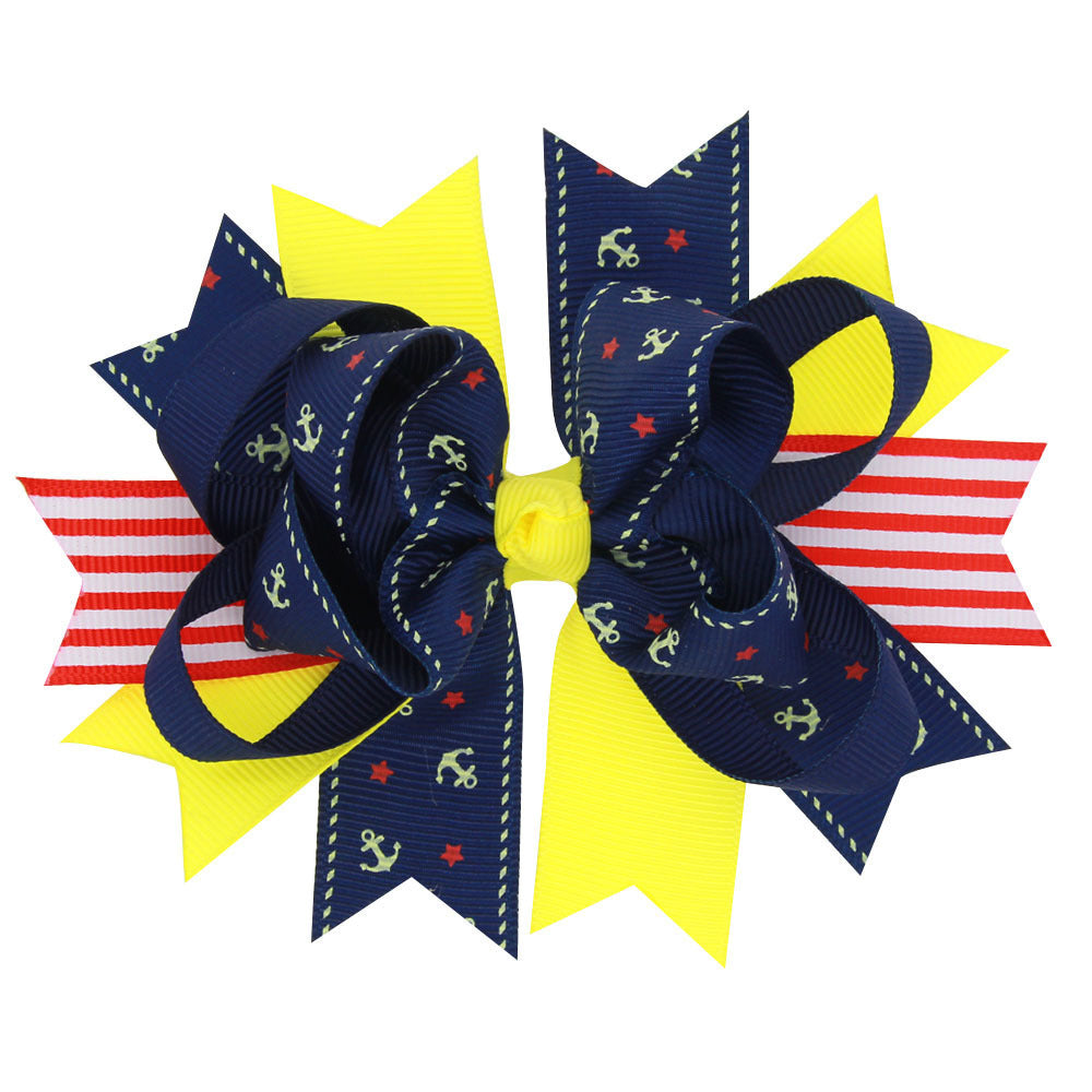 Children's Bow Hair Accessories Colorblock Bound Hair Clip