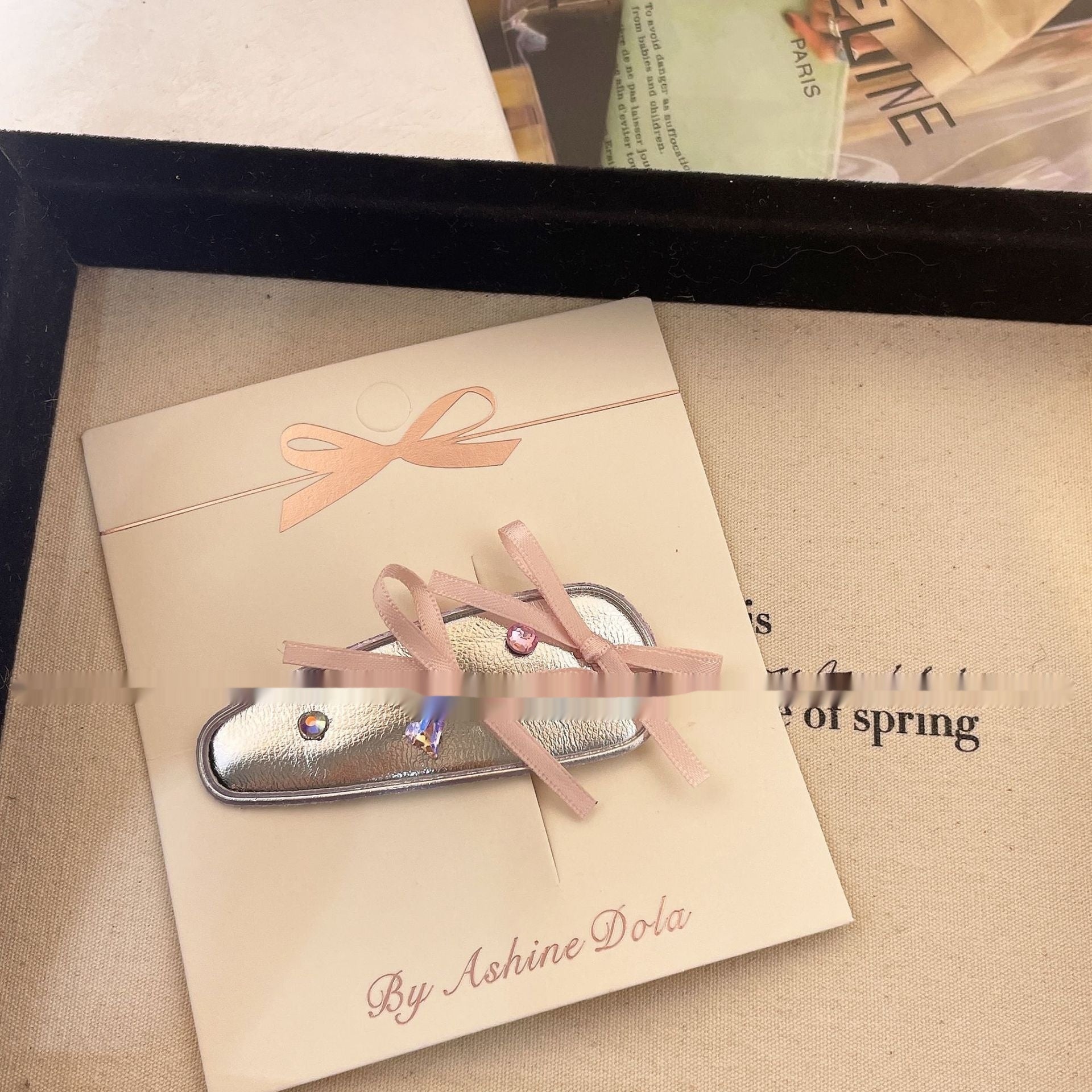 New Sweet Cool Silver Leather Bow Barrettes