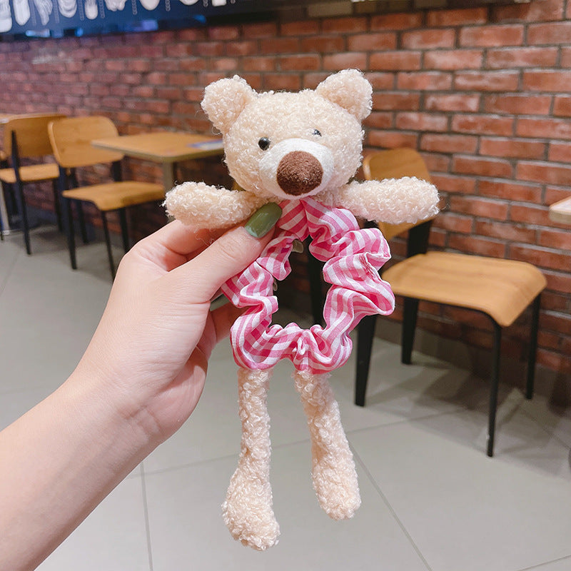 Simple And Cute Bear Plush Large Intestine Hair Ring