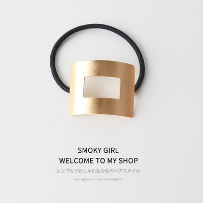 European And American Ins Cold Style Geometric Metal Brushed Hollow Hair Ring