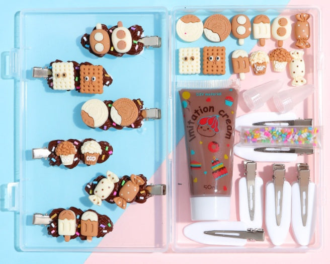 DIY Cream Gel Hair Clip Hairpin Side Clip Material Pack