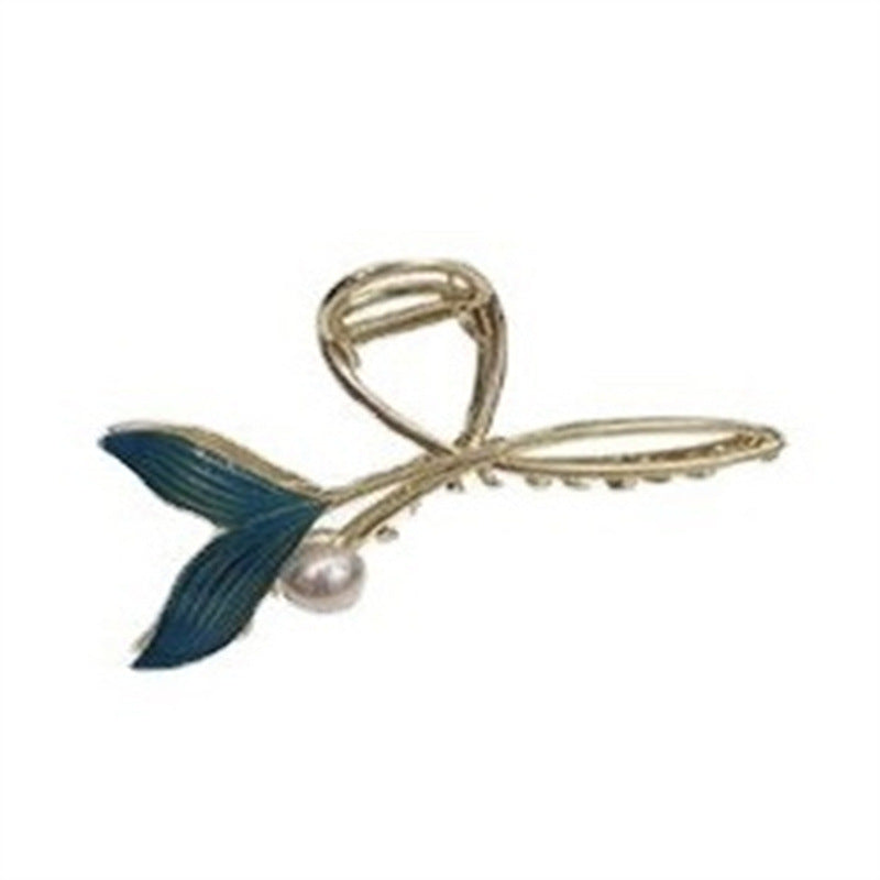 Best Blue Pearl Exquisite Fishtail Barrettes Large Grip Back Head