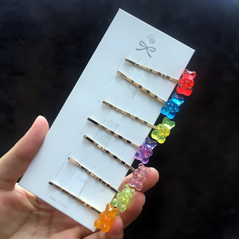 Acrylic Jelly Bear Candy Color Hair Clip
