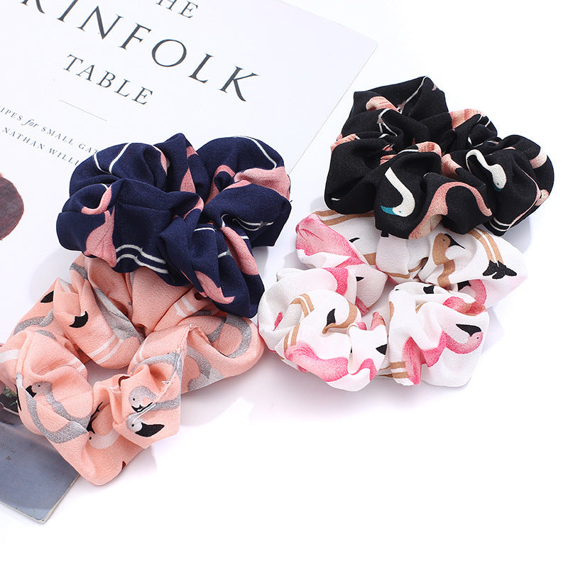 Fashion Girls Flamingo Large Intestine Hair Ring Accessories