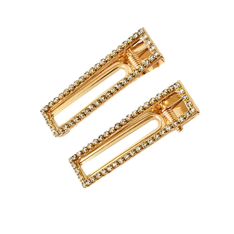 8cm Large Rectangular Metal Barrettes Rhinestone