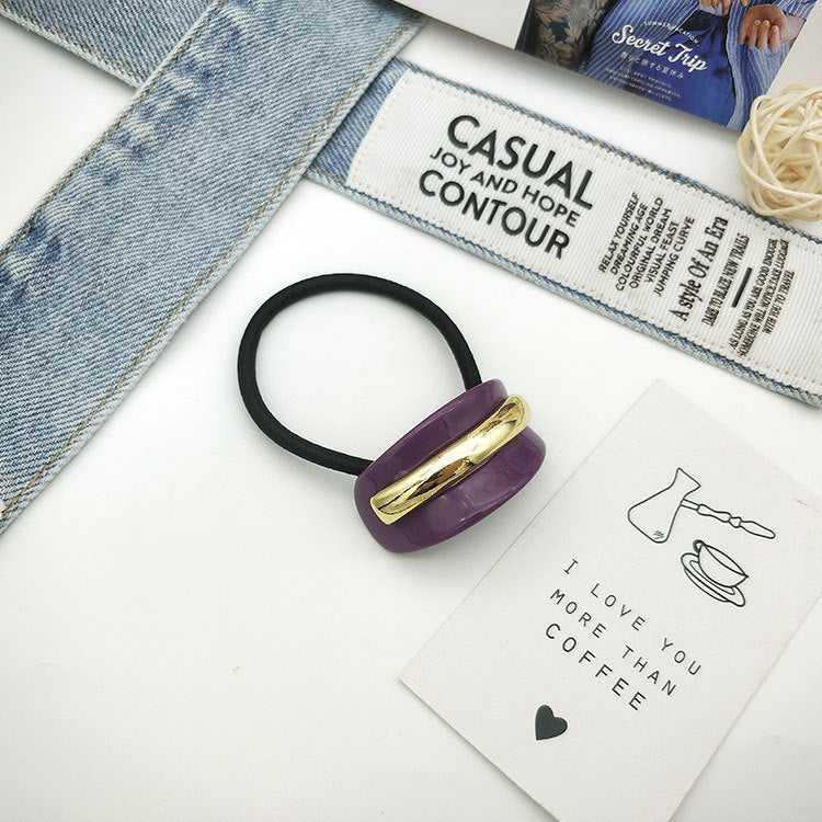 South Korea Fall And Winter Creative Niche Alloy Geometric Semi-arc Resin Hair Ring