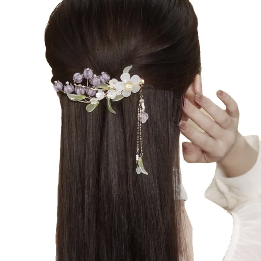 Best Women's Antique Purple Bell Orchid Side Hair Clip