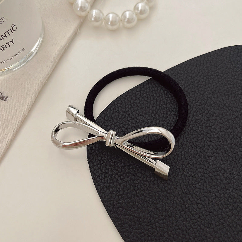 Ins Cold Style Silver Bow Barrettes Women