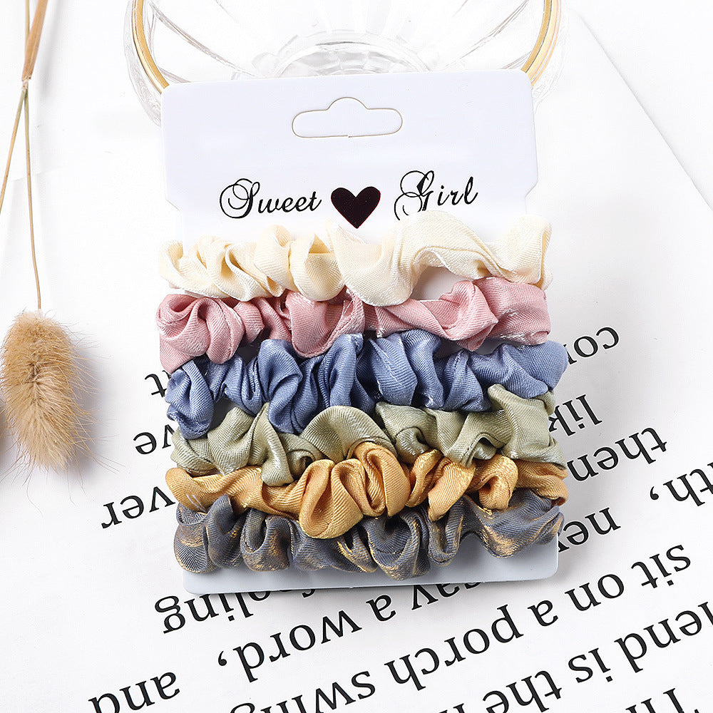 Simple Fabric Large Intestine Hair Ring Candy Color Hair Rope Large Intestine Ring Set