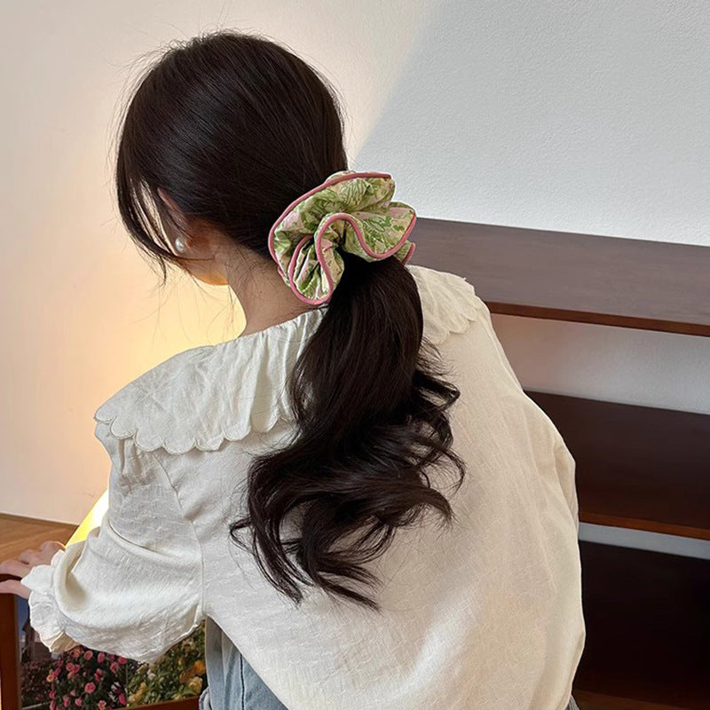 Mori Fairy Beautiful Simple Elegant Floral Large Intestine Hair Ring For Women