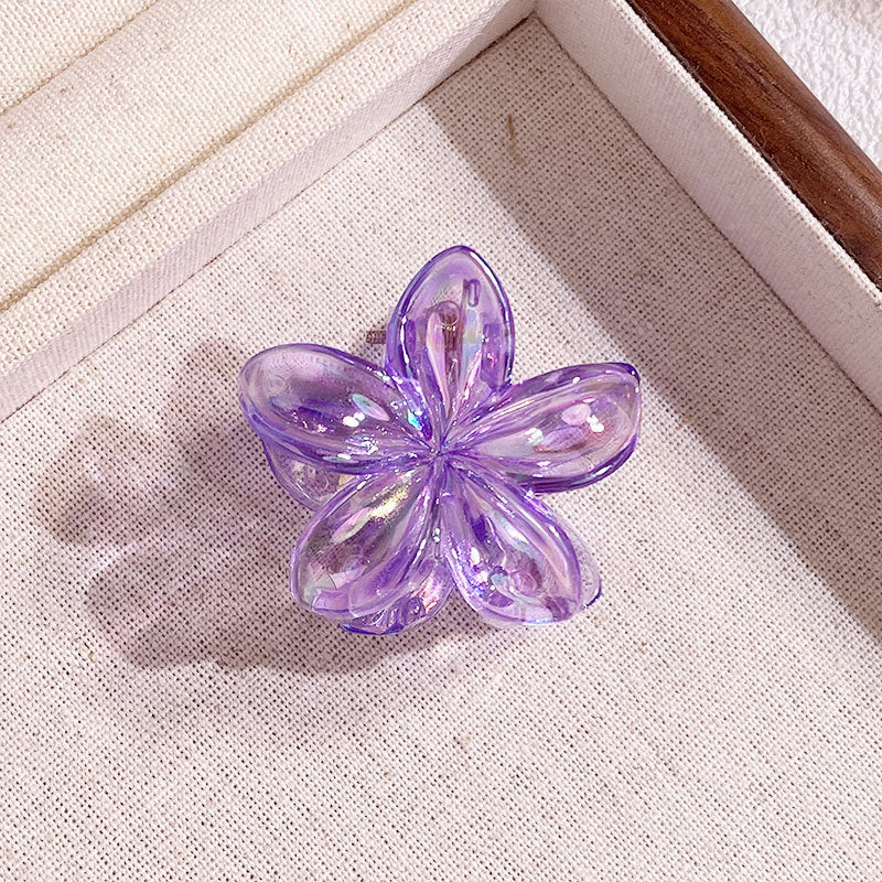 Mini 4CM Plumeria Rubra Grip Electroplated AB Color Bauhinia Barrettes
