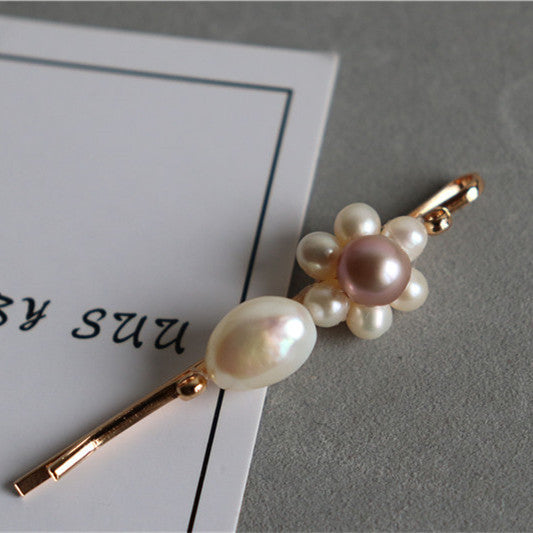 Freshwater Pearl Baroque Braided Flower Hair Clip