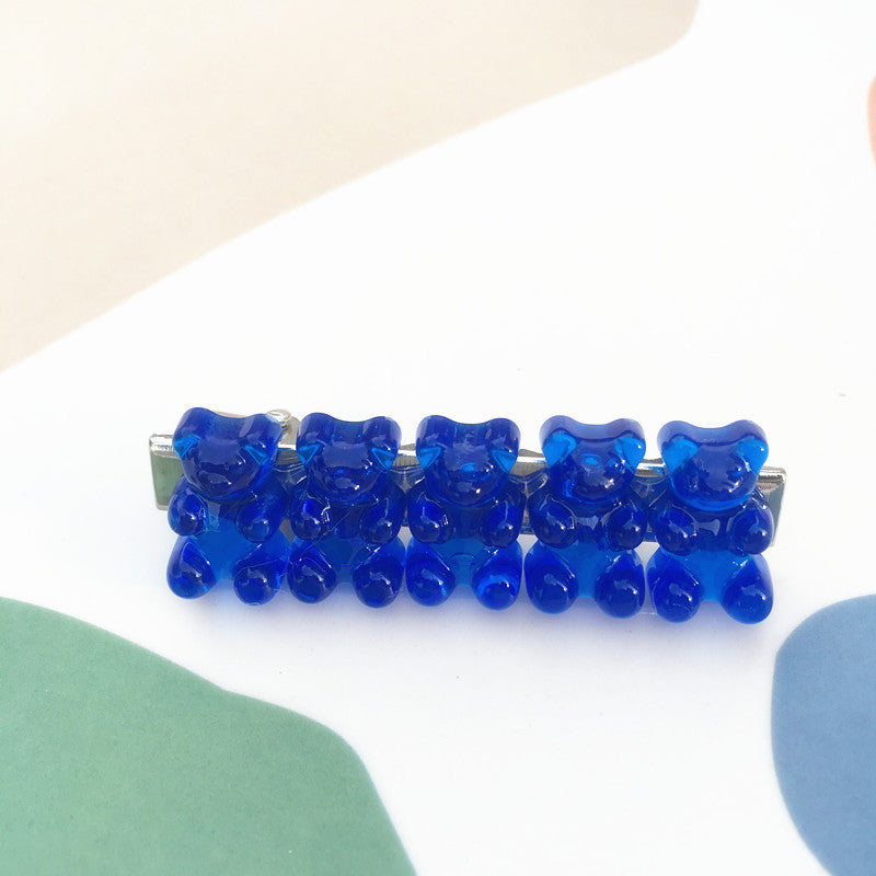 Candy Color Hair Clip Jelly Gummy Bear Hairpin Contrast Color Duckbill Clip Women
