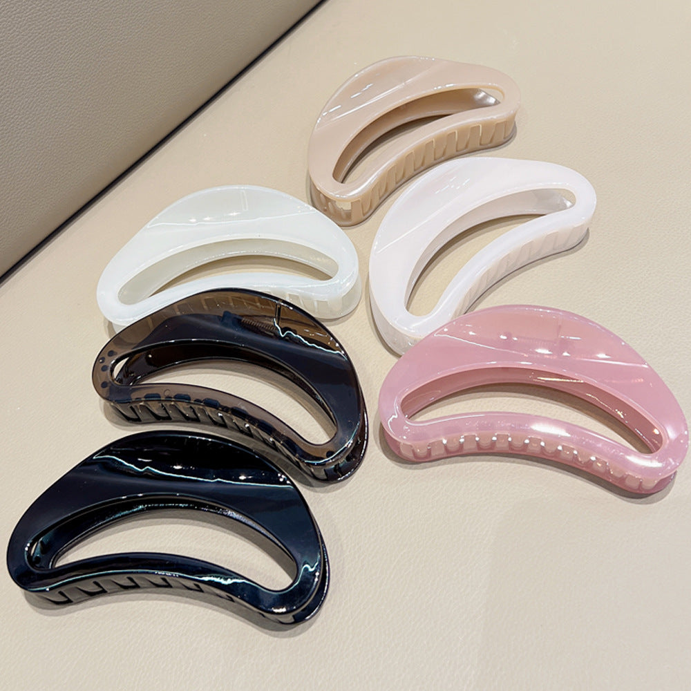 Simple Large Hollow Jelly Crescent Barrettes