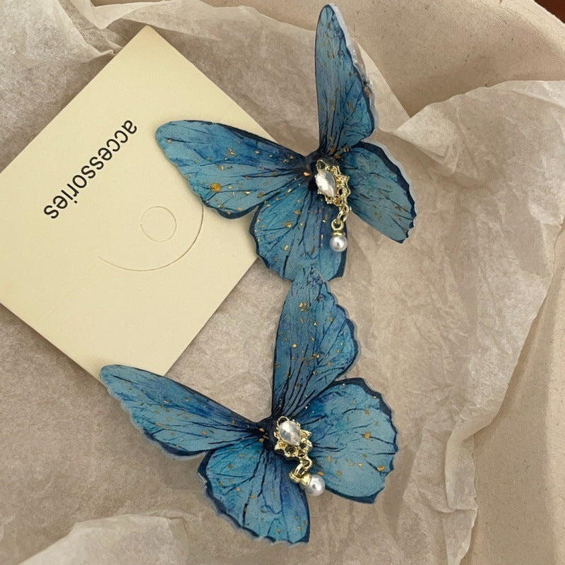Ice Blue Butterfly Barrettes Female
