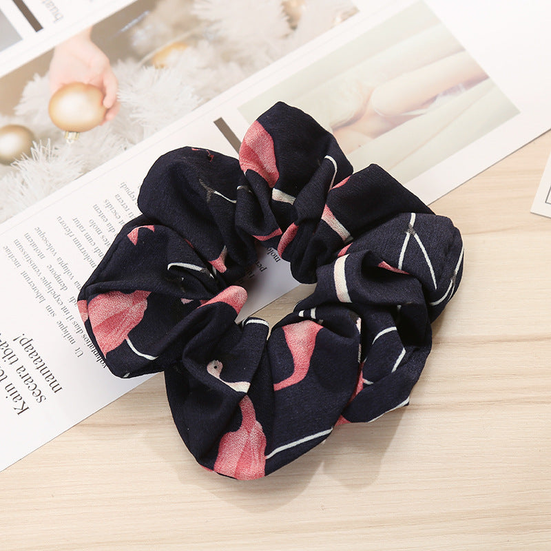 Floral Flamingo Large Intestine Hair Ring Cloth Headdress Flower Chiffon